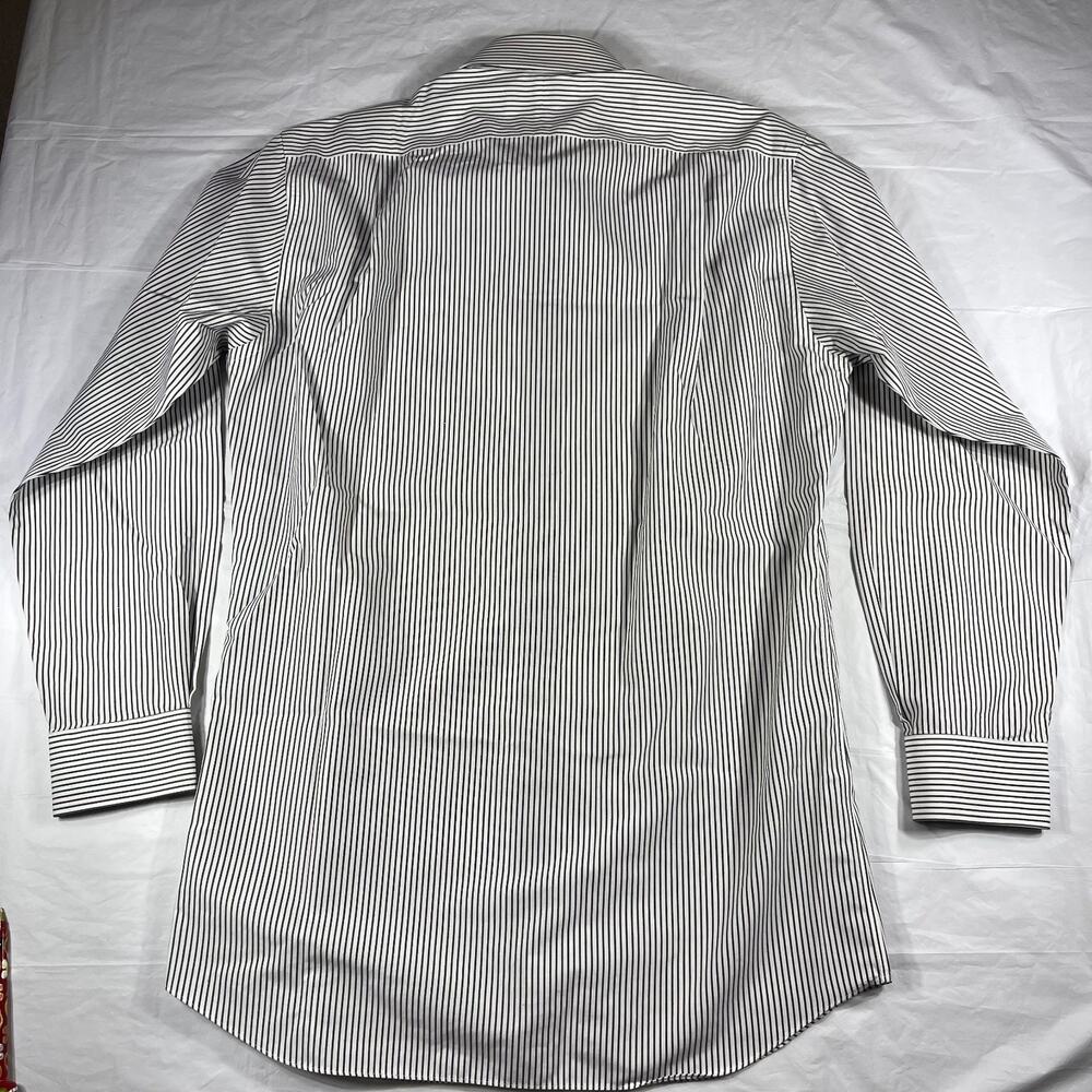 Paul Fredrick Slim Fit Dress Shirt 15.5 33 White Black Stripe Non Iron Cotton